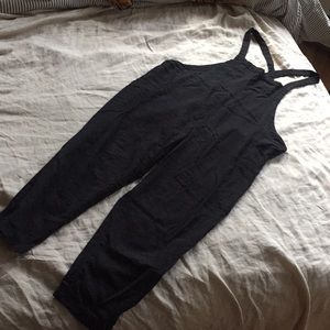 Over-sized linen blend overalls